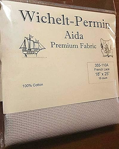 Wichelt Permin Aida Premium Fabric 16 นับ 18 x 25 ลูกไม้ฝรั่งเศส