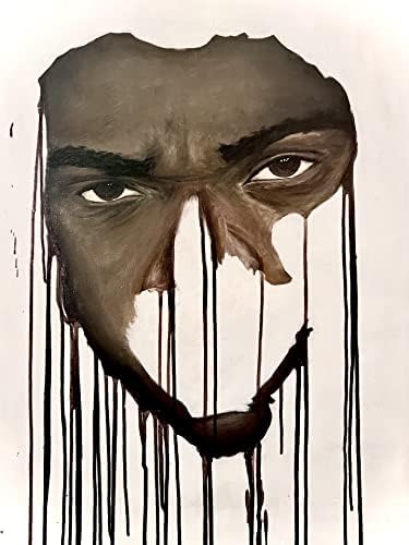 การสูญเสียภาพตัวเอง - ภาพวาดภาพอะคริลิค - 24 x 30 ศิลปะภาพบุคคลของแอฟริกันอเมริกันผิวดำชายบทคัดย่อศิลปะสุขภาพ?