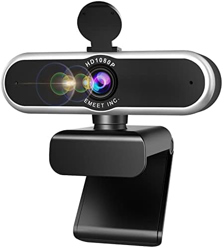 Emeet 1080p เว็บแคมพร้อมไมโครโฟน - เว็บแคมโฟกัส Auto Focus Auto 96 ° ultra Wide Webcam พร้อมฝาครอบกล้องคอมพิวเตอร์ความเป็นส่วนตัวกล้องพีซี