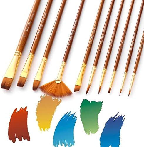 Fayya 10pcs Paint Brushes Set Kit Artist Paintbrush Paintbrush Medium Mediums กับเส้นผมไนลอนสำหรับศิลปิน Acrylic