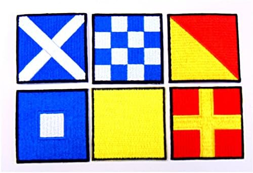 ชุดแพทช์ธงสัญญาณ !! 26 แผ่นธงสัญญาณระหว่างประเทศขนาด 2 x 2 และปัก ; Signal Flag Flag Embroidered Iron On