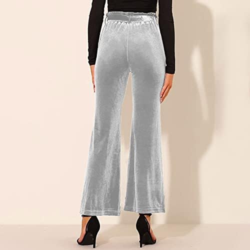 Zdfer Flare Yoga Yoga Pants For Women Ladies Casual Solid Solid Ruffled ยาวเอวสูงกางเกงขายาวขากว้างพร้อมกระเป๋าเงิน