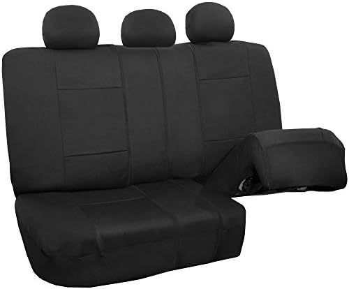 FH Group Seat Cars Covers Full Set Black Neoprene - พอดีสากล, ฝาปิดเบาะหลังด้านหน้าด้านหลังของยานยนต์, รองรับถุงลมนิรภัย,