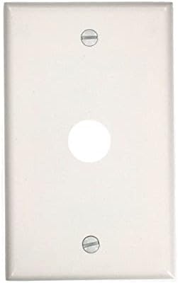 Leviton 88017 1-gang .625 นิ้วอุปกรณ์โทรศัพท์/สายเคเบิลแผ่นผนัง, ขนาดมาตรฐาน, เทอร์โมเซต, ติดตั้งกล่อง, สีขาว