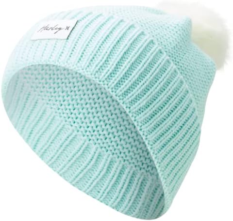 Hurley Women's Winter Hat - Candace Knit Roll Cuff Pom Beanie